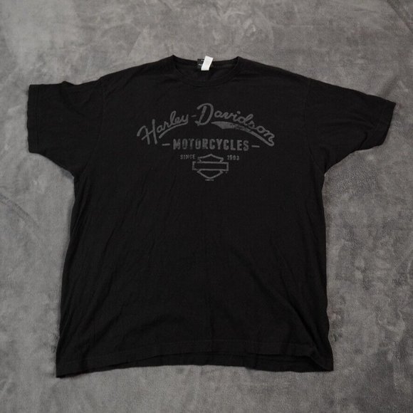 Harley Davidson Shirt Mens Black logo‎ Biker Ride Script Manchester NH Laconia - Picture 5 of 9